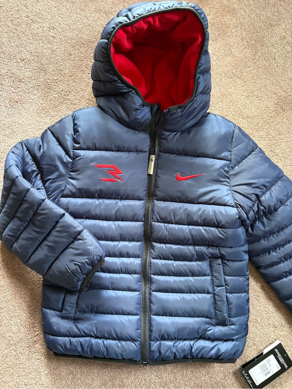 Nike Kids Boys Girls warm fleece lined puffer winter jacket coat size small NWT